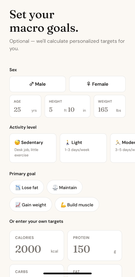 Setting macro goals in Volani