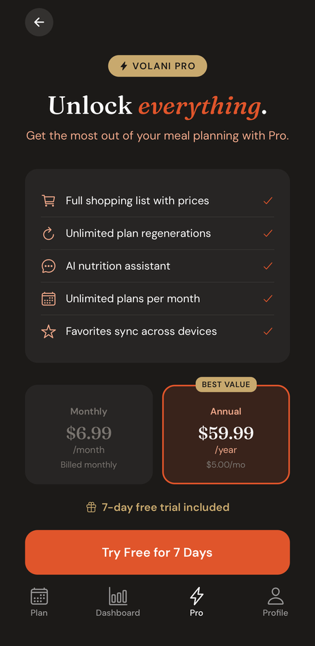 Volani Pro features